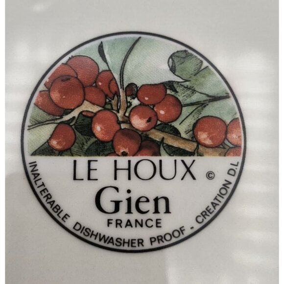 Le Houx Gien France Ceramic Sandwich Tray Holly Berry Design 15" X 6" Ivory & Gr - Picture 4 of 7